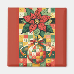CHRISTMAS POINSETTIA UND ORNATION MAGNET