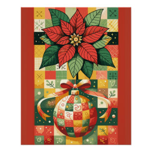 CHRISTMAS POINSETTIA UND ORNATION POSTER