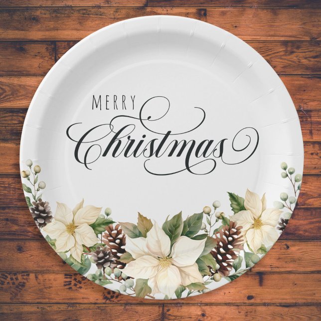 Christmas Poinsettia weiß Pappteller (Von Creator hochgeladen)