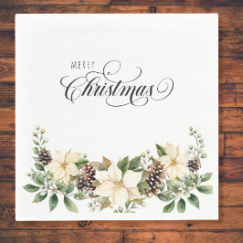 Christmas Poinsettia weiß Serviette