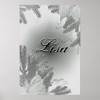Christmas Poinsettia White and Gray Lisa Poster