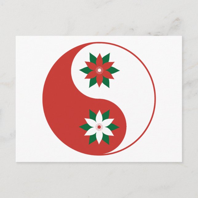 Christmas Poinsettia Yin Yang Postkarte (Vorderseite)