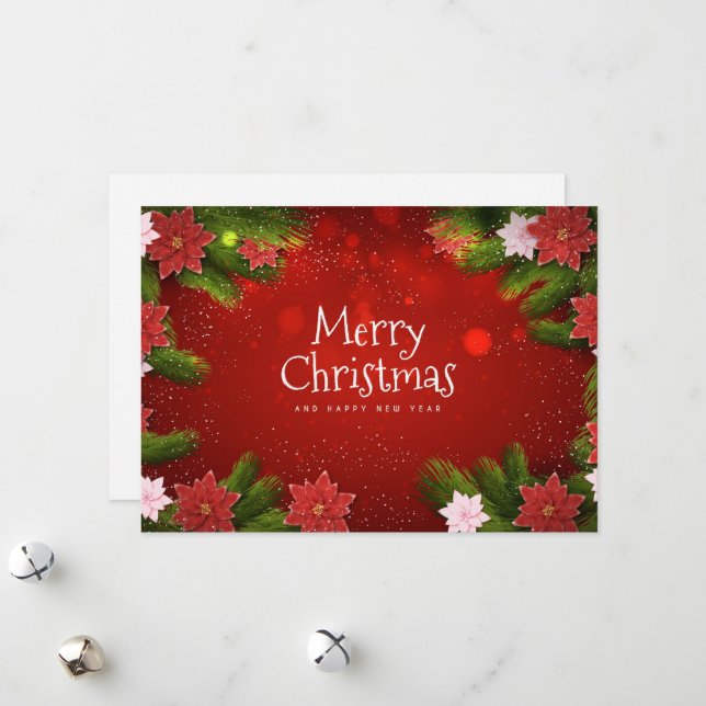 Christmas Poinsettias Feiertagskarte (Vorderseite/Rückseite Beispiel)
