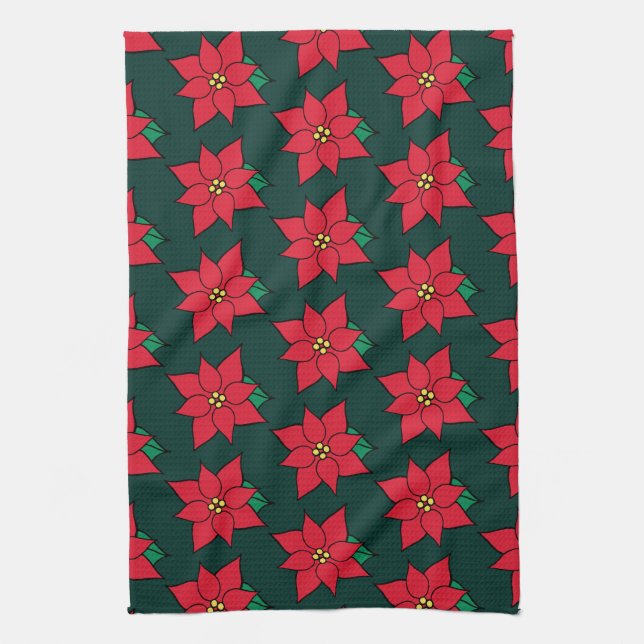 Christmas Poinsettias Kitchen Towel Geschirrtuch (Vertikal)