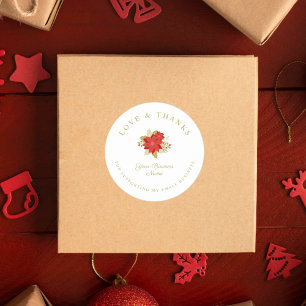 Christmas Poinsettias Liebe & Dank Unterstützung Runder Aufkleber
