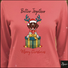 Christmas Pointer Dog Ticked Gift Graphic Tri-Blend Shirt