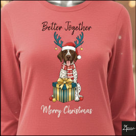 Christmas Pointer Dog Ticked Gift Graphic Tri-Blend Shirt