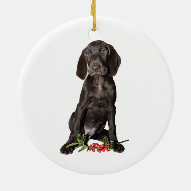 Christmas Pointer Puppy Keramik Ornament (Hinten)