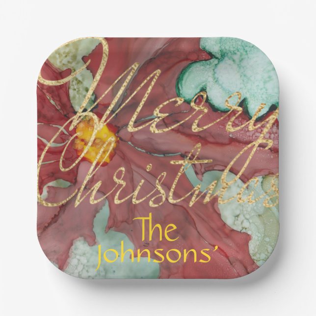 Christmas Pointsetta Pappteller (Vorderseite)