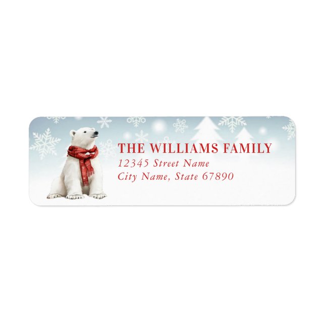 Christmas Polar Bear Return Address Labels (Vorne)