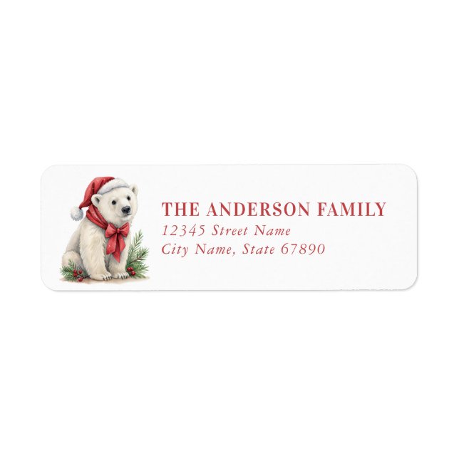 Christmas Polar Bear Return Address Labels (Vorne)