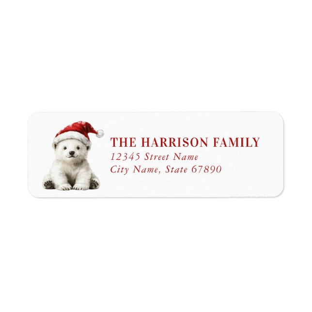 Christmas Polar Bear Return Address Labels (Vorne)