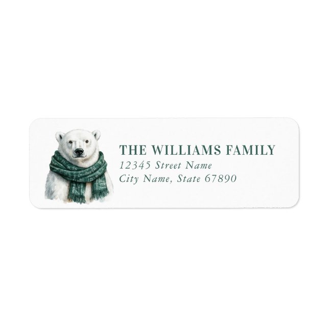 Christmas Polar Bear Return Address Labels (Vorne)