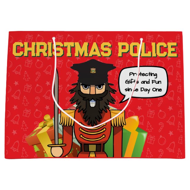 Christmas Police Gift Bag – Funny Holiday Desig Große Geschenktüte (Vorderseite)