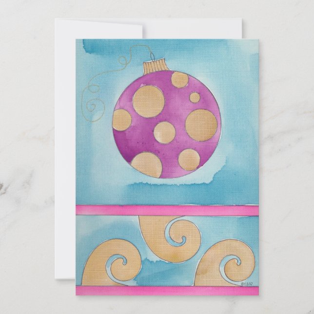 Christmas Polka Dot Ornament - Flat Christmas Card Ankündigung (Vorderseite)