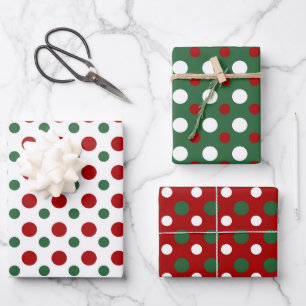 Christmas Polka Dots Muster Red Green White Gesche Geschenkpapier Set
