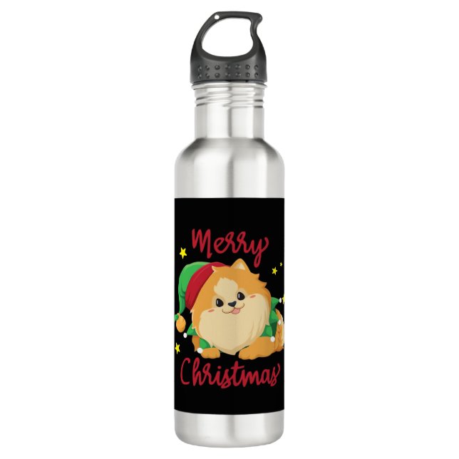 Christmas Pomeranian Merry Xmas Essential T-Shirt Edelstahlflasche (Vorderseite)