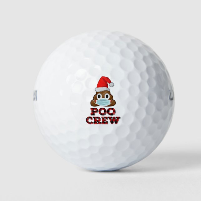 Christmas Poo Crew Shirt Face Mask Kack Emoji Red Golfball (Vorderseite)