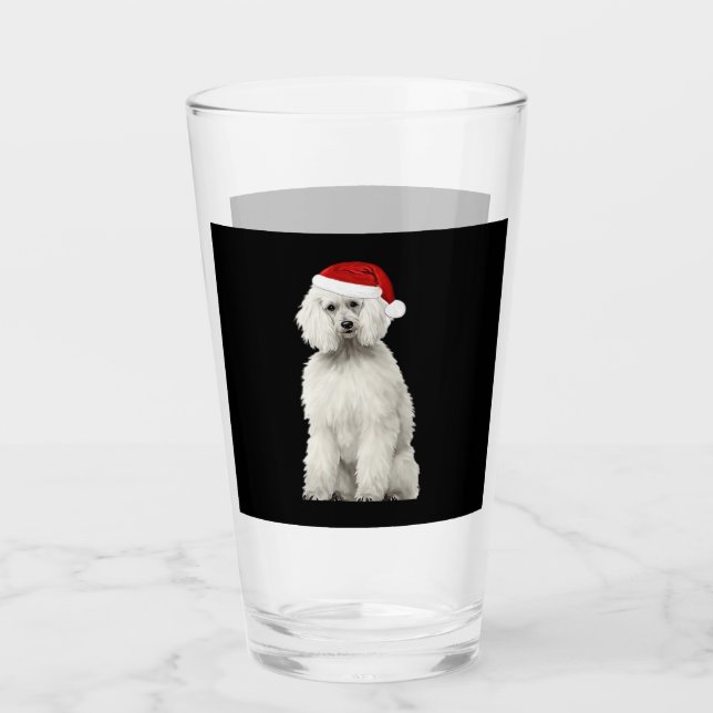 Christmas Poodle Christmas Tree Dog Puppy Watercol Glas (Vorderseite)