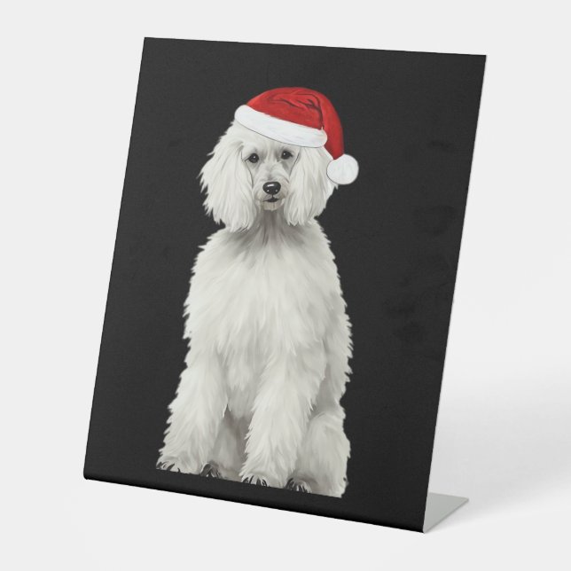 Christmas Poodle Christmas Tree Dog Puppy Watercol Sockelschild (Vorderseite)