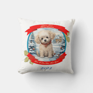 Christmas Poodle Dog Kissen