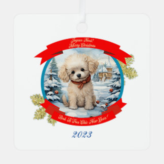 Christmas Poodle Dog Ornament Aus Metall