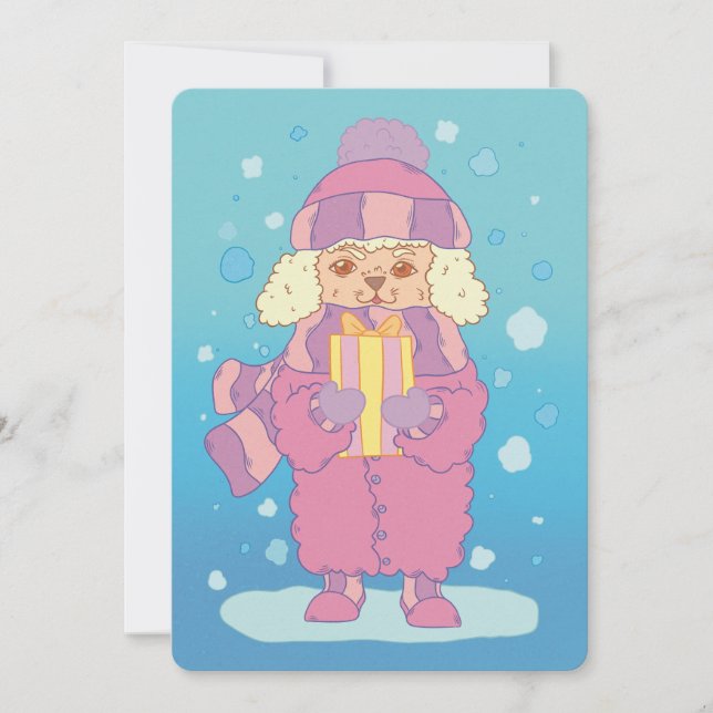 Christmas Poodle Feiertagskarte (Vorderseite)