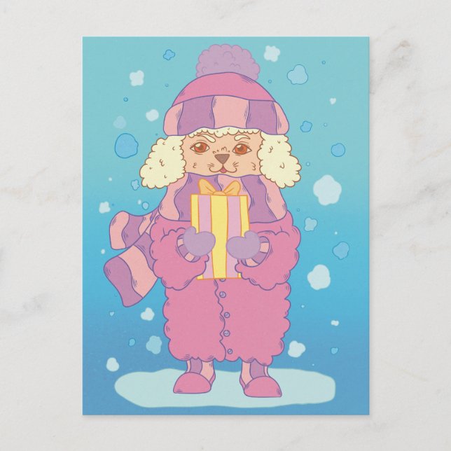 Christmas Poodle Postkarte (Vorderseite)