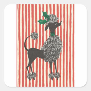 Christmas Poodle Quadratischer Aufkleber
