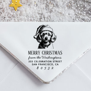 Christmas Poodle Vintag Poodle Welpe in Weihnachts Permastempel