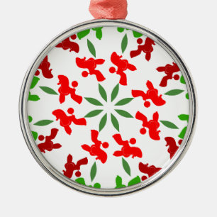 Christmas Poodles Silbernes Ornament