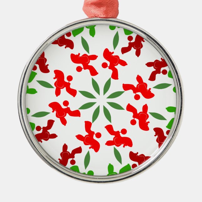 Christmas Poodles Silbernes Ornament (Vorne)