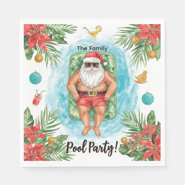 Christmas Pool Party with Santa Claus  Serviette (Vorderseite)