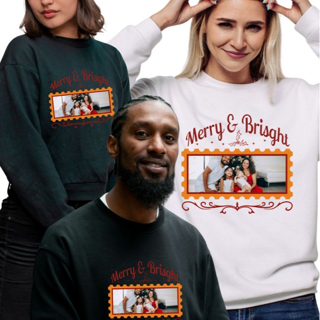 Christmas Postage Stamp Custom Family Photo  Sweatshirt (Von Creator hochgeladen)