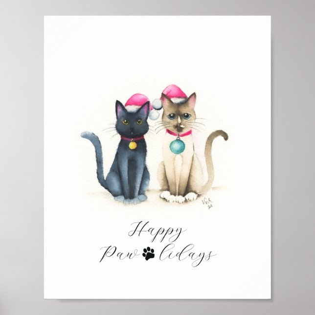 Christmas Posters of Watercolro Cats Poster (Vorne)