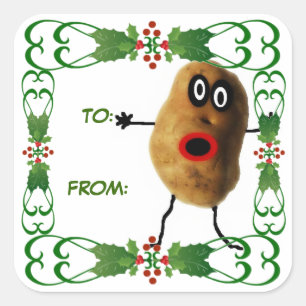 Christmas Potato Geschenk Tag Quadratischer Aufkleber