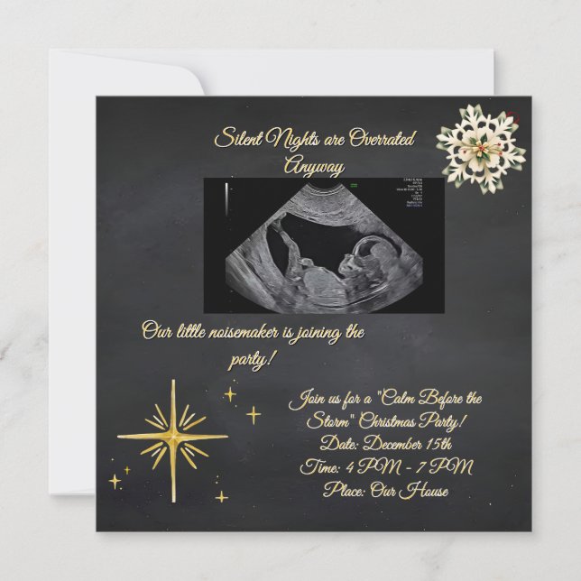Christmas Pregnancy Chalkboard Invitation  (Vorderseite)