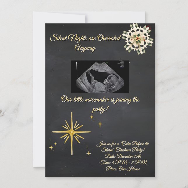 Christmas Pregnancy Chalkboard Invitation  Einladung (Vorderseite)