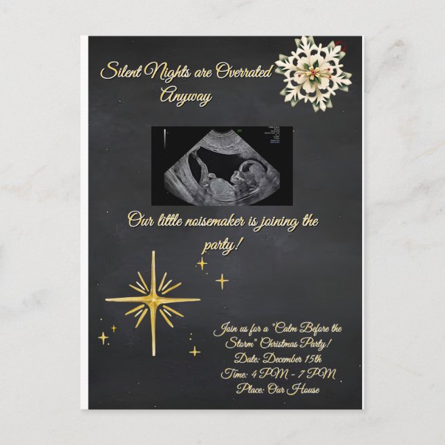 Christmas Pregnancy Chalkboard Invitation  Postkarte (Vorderseite)