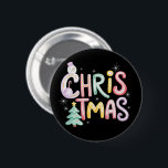 Christmas Preppy Tree Snowman Glitzer Coquette Button<br><div class="desc">Christmas Preppy Tree Snowman Imitats Glitzer Coquette</div>