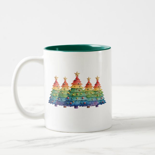 Christmas Pride Rainbow LGBTQ Equal Rights Gay  Zweifarbige Tasse (Links)