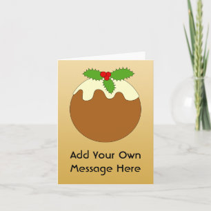 Christmas Pudding. Gold color background. Feiertagskarte