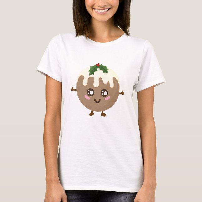 Christmas Pudding Kawaii T-Shirt (Vorderseite)