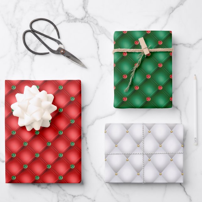 Christmas Puffy Quilted Trio Geschenkpapier Set (Vorderseite)