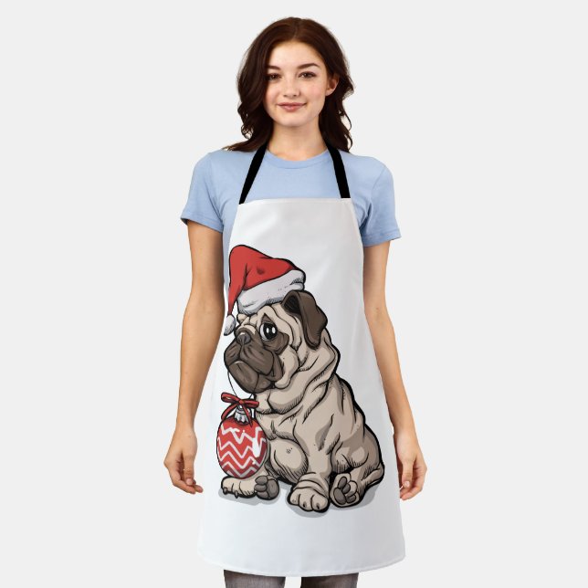 Christmas Pug cute hat cartoon Schürze (Getragen)