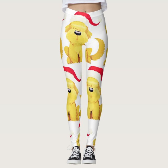 **CHRISTMAS PUPPING IN SANTA'S HAT** NIEDLICH LEGGINGS (Vorderseite)