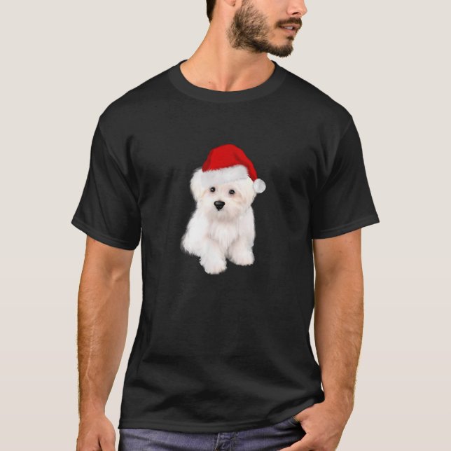 Christmas puppy Bichon bolognese maltese dog  T-Shirt (Vorderseite)