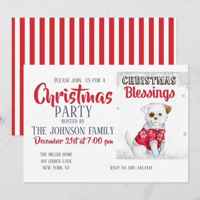 Christmas Puppy Einladung (Vorne/Hinten)