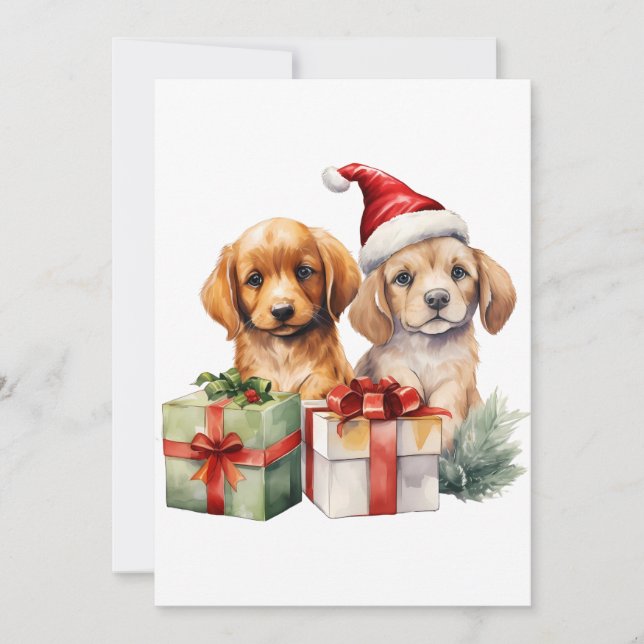 Christmas Puppy Einladung (Vorderseite)