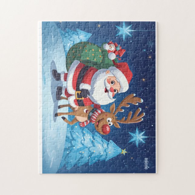 Christmas puzzle with Santa Clause and reindeer (Vertikal)